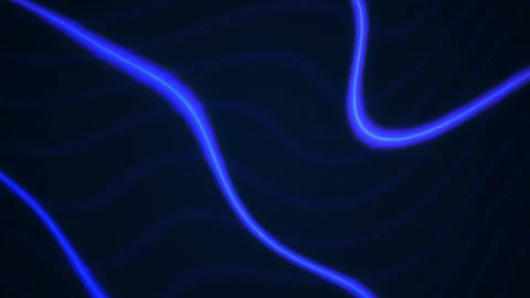 Glowing blue neon light trails on dark background. Stock Footage 335951409