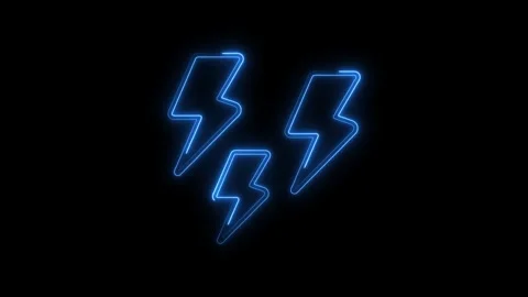 Glowing blue neon lightning bolt icons abstract background energy power ele.. Stock Footage 314701687