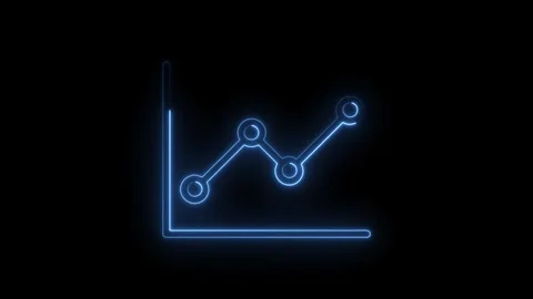 Glowing blue neon line chart animation on black background for business Stock Footage 322960049