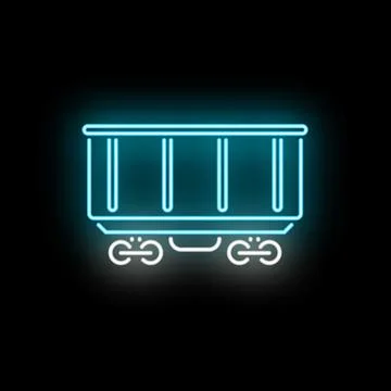 Glowing blue neon line mining cart icon Stock Illustration