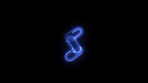 Glowing blue neon link icon animated on black background network connection Stock Footage 310948110