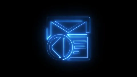 Glowing blue neon mail icon with envelope and arrow symbol Stock-Footage 344629917