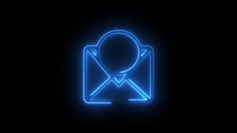 Glowing blue neon mail icon with a check mark symbol Stock Footage 345383217