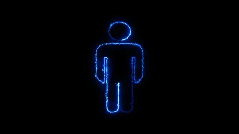 Glowing blue neon man icon symbol Stock Footage 346746795
