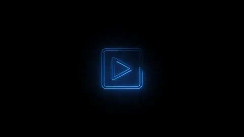 Glowing blue neon media player button stroke seamless loop animation. 4k 25fp Vídeo Stock 342540917