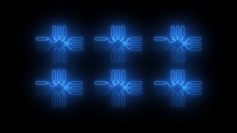 Glowing blue neon network nodes connected by lines forming a futuristic dig.. Stock Footage 340243600