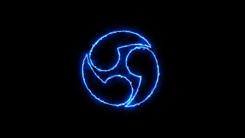 Glowing blue neon obs logo symbol on black background Stock Footage 345705440