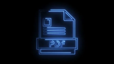 Glowing blue neon P D F document icon with futuristic design and bright lig.. Stock Footage 314574477