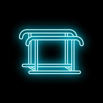 Glowing blue neon parallel bars icon on black Stock Illustration