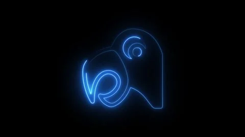 Glowing blue neon parrot head outline icon Vídeos de archivo 345197660