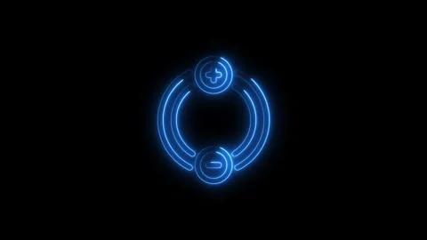 Glowing blue neon plus minus symbol icon with circular frame design on blac.. Stock Footage 314707652