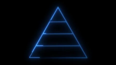Glowing blue neon pyramid is divided into four distinct horizontal levels a.. 스톡 동영상 337570718