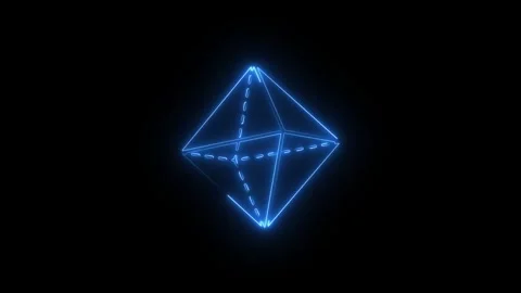 Glowing blue neon pyramid shape on black background Stock Footage 346577478