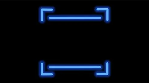 Glowing blue neon QR code scanner frame and digital viewfinder on black bac.. Stock Illustration
