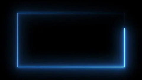 Glowing blue neon rectangle border animation on black background abstract f.. Stock Footage 337958870