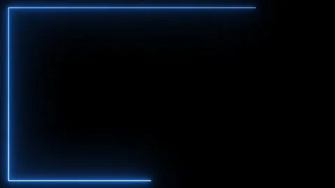 Glowing Blue Neon Rectangle Frame Border on Black Background Keywords: neon.. 库存影片 321854459
