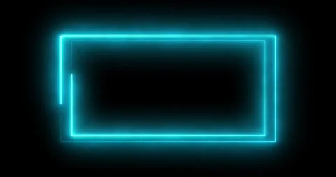 Glowing Blue Neon Rectangle Frame Stock Footage 327780687