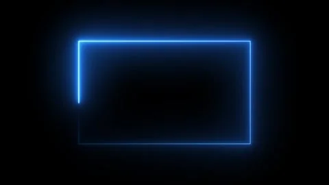 Glowing blue neon rectangle frame on black background with empty space for .. 動画素材 331566181