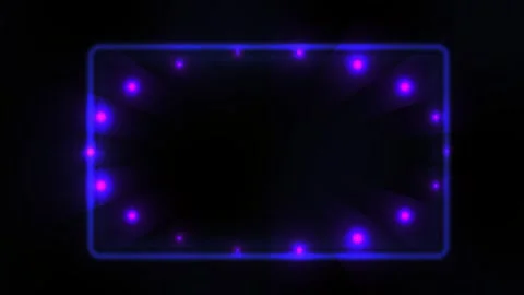 Glowing Blue Neon Rectangle Frame Border. Video stock 335109336