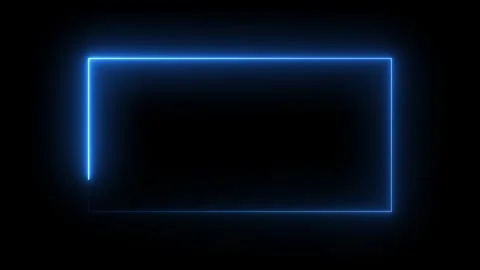Glowing blue neon rectangular frame animation with smooth light border effe.. Video stock 334039865