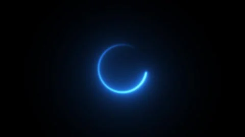 Glowing blue neon ring animating on dark background abstract futuristic tec.. Stock Footage 337958803