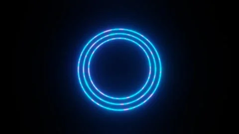 Glowing Blue Neon Rings Stock Footage 310304650