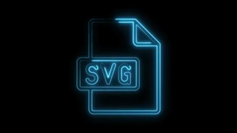 Glowing blue neon S V G file icon isolated on black background futuristic d.. Stock Footage 314553353