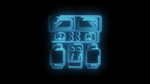 Glowing blue neon smart home devices line art on black background animated .. Stock Footage 330778748