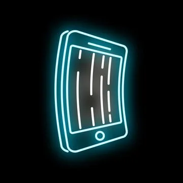 Glowing blue neon smartphone icon representing digital communication Illustrazione stock
