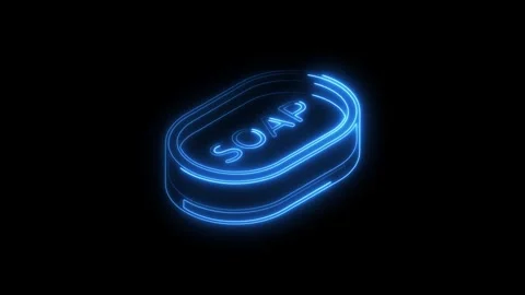 Glowing blue neon soap icon with transparent background for hygiene and cle.. Stock Footage 314703627