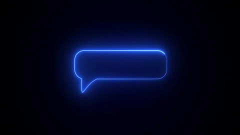 Glowing Blue Neon Speech Bubble On Dark Background Stock Footage 307494880