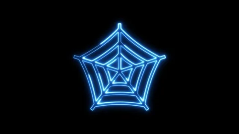 Glowing blue neon spider web animation isolated on black surface. Stock Footage 337081995