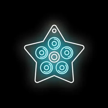 Glowing blue neon star with abstract circles Stock Illustration