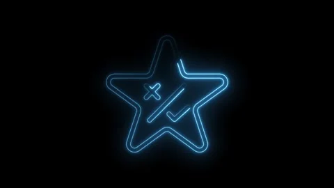 Glowing Blue Neon Star Icon with Checkmark and Cross Symbols Abstract Background Stock Footage 333959845