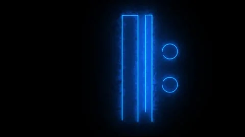 Glowing blue neon symbol on dark black background 库存影片 345550166