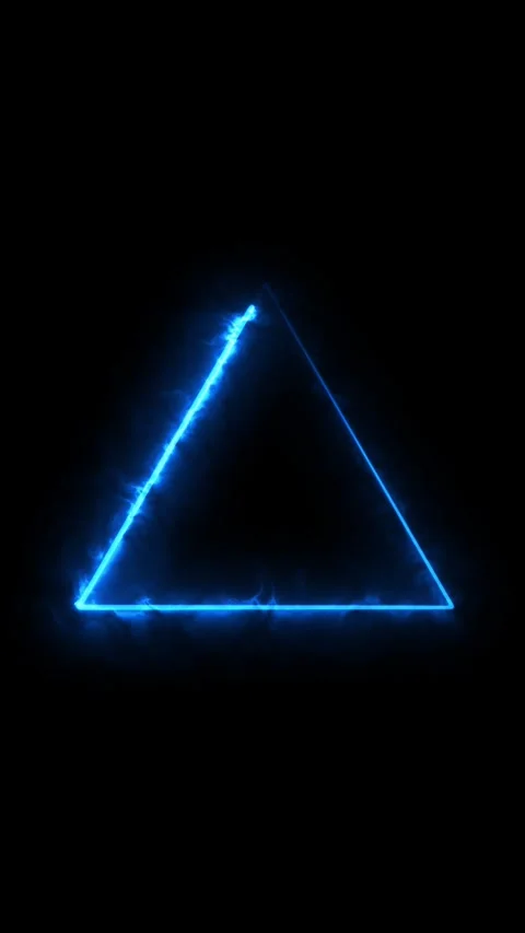 Glowing blue neon triangle shape energy animation on black background. Stock Footage 334909266