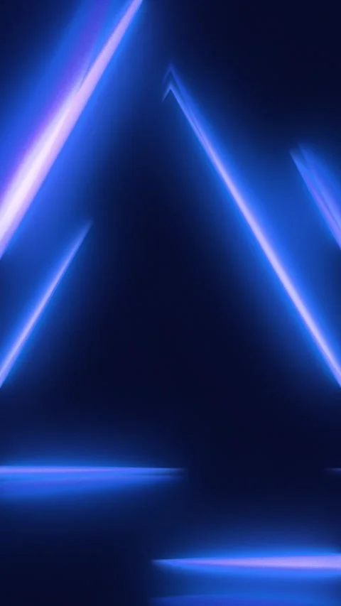 Glowing blue neon triangle tunnel background animation 動画素材 337877613