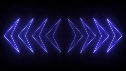 Glowing blue neon two counter arrows approaching each other. Contradiction .. Stock Footage 295933266