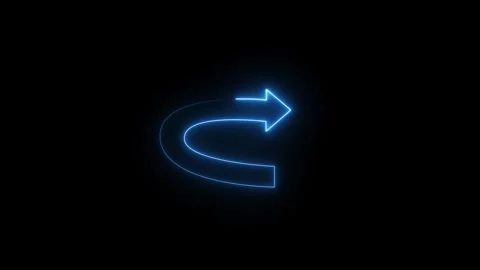 Glowing Blue Neon U- Turn Arrow Symbol on animated Black Background u-turn Stock Footage 332061981