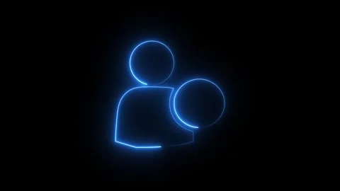 Glowing blue neon user add icon on black background Stock Footage 345383215