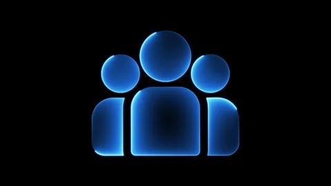 Glowing blue neon user group animation, digital social network symbol for b.. Video stock 334395862