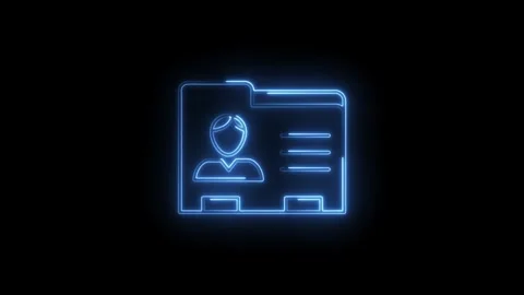 Glowing Blue Neon User Profile Folder Icon Animation Isolated on Black Back.. Stock Footage 315495541