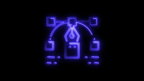 Glowing blue neon vector graphic icon representing design software tools an.. 스톡 동영상 314709161
