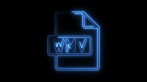 Glowing blue neon W M V file icon isolated on black background futuristic d.. Stock Footage 314554027