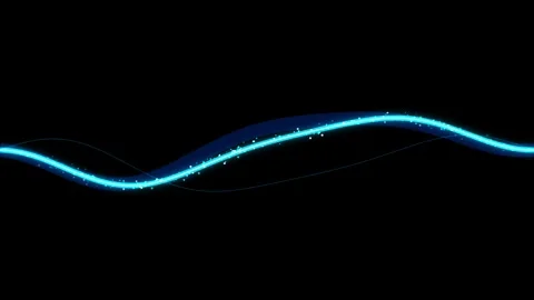 Glowing Blue Neon Wave Ribbon with Particles on Black Background Stock Footage 345126341