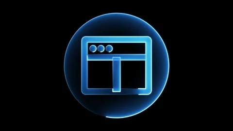 Glowing Blue Neon Web Browser Icon Stock Footage 275663422