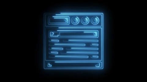 Glowing blue neon website interface outlines on black background for techno.. Stock Footage 312306554