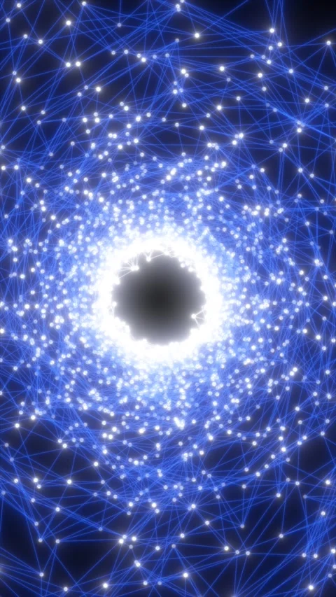 Glowing blue network of connected nodes swirling around a bright core, abst.. Stock Footage 327015969