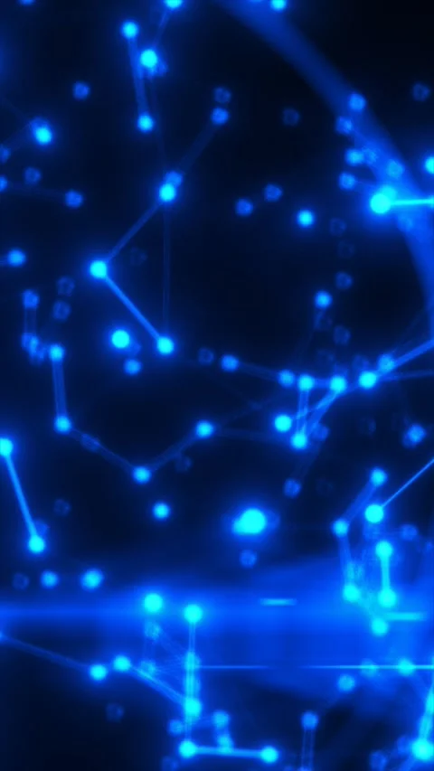 Glowing blue network of connected nodes and lines, abstract digital communi.. Stock Footage 327384598