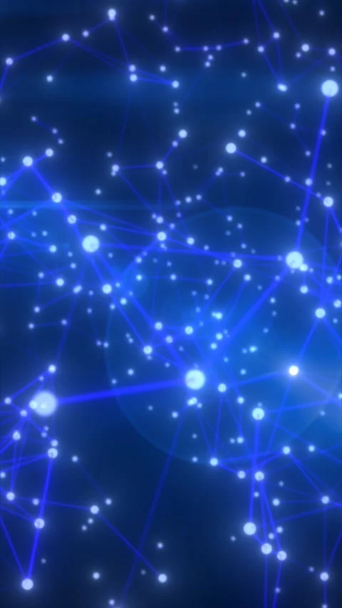 Glowing blue network of connected nodes and lines, symbolizing digital data.. Stock Footage 328706465